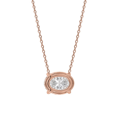 Lab-Grown Diamond Oval Solitaire Pendant Necklace in 14K White Gold or 14K Yellow Gold
