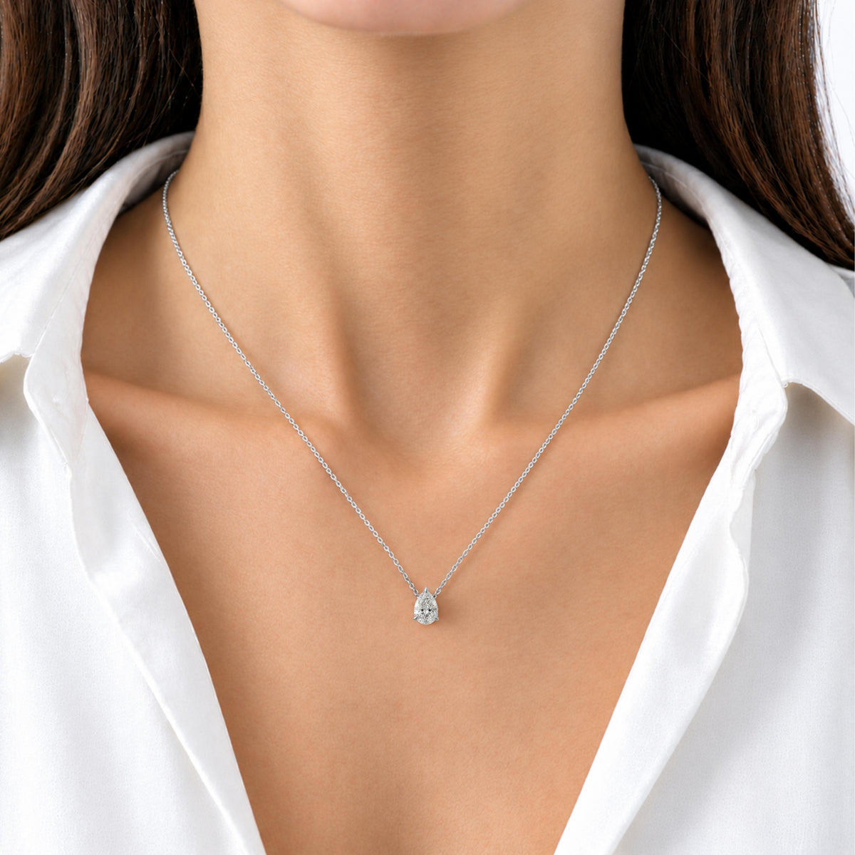 Lab-Grown Diamond Solitaire Pendant Necklace in 14K White Gold or 14K Yellow Gold