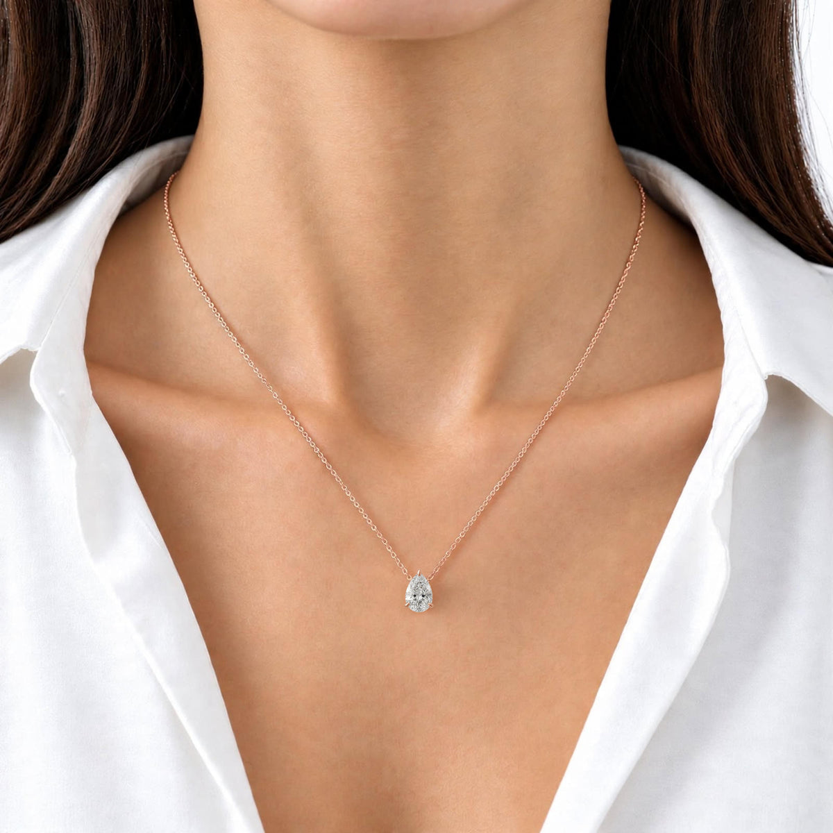 Lab-Grown Diamond Solitaire Pendant Necklace in 14K White Gold or 14K Yellow Gold