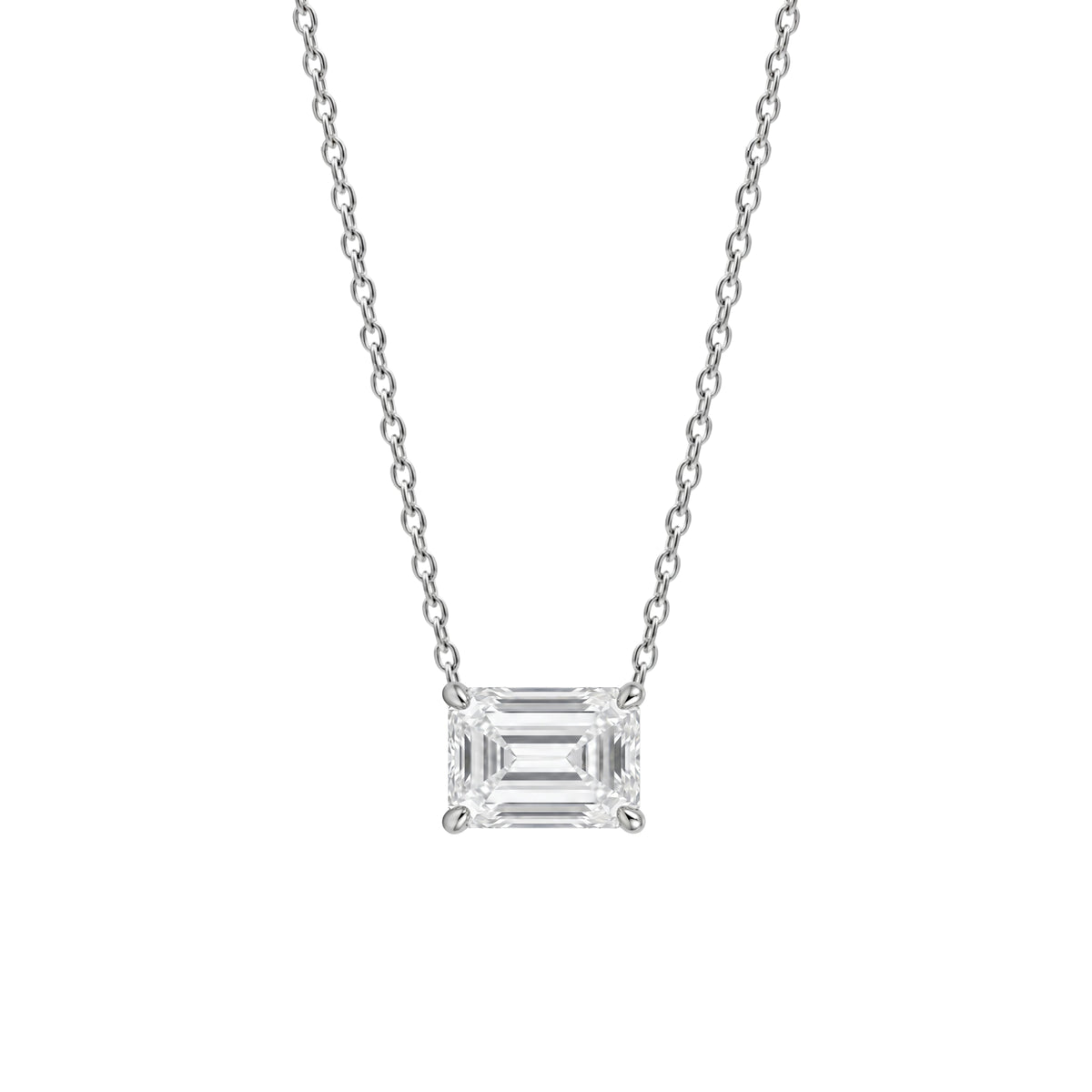 Lab-Grown Diamond Emerald-Cut Solitaire Pendant Necklace in 14K White Gold or 14K Yellow Gold