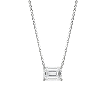 Lab-Grown Diamond Emerald-Cut Solitaire Pendant Necklace in 14K White Gold or 14K Yellow Gold