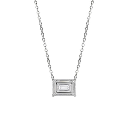 Lab-Grown Diamond Emerald-Cut Solitaire Pendant Necklace in 14K White Gold or 14K Yellow Gold