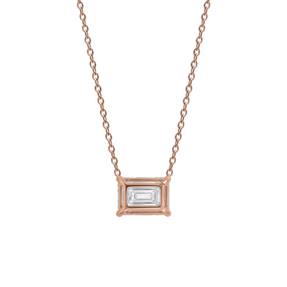 Lab-Grown Diamond Emerald-Cut Solitaire Pendant Necklace in 14K White Gold or 14K Yellow Gold