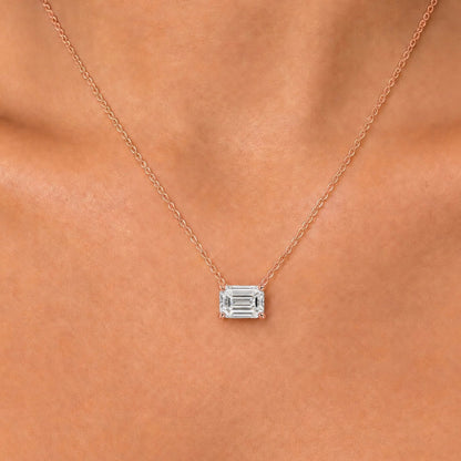 Lab-Grown Diamond Emerald-Cut Solitaire Pendant Necklace in 14K White Gold or 14K Yellow Gold