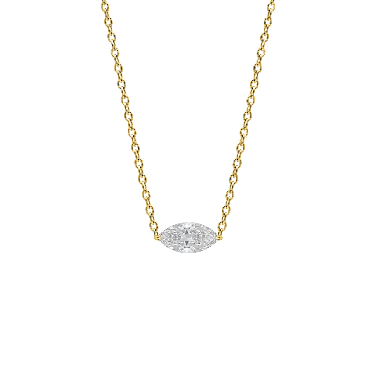 Lab-Grown Diamond Marquise Solitaire Pendant Necklace in 14K White Gold or 14K Yellow Gold