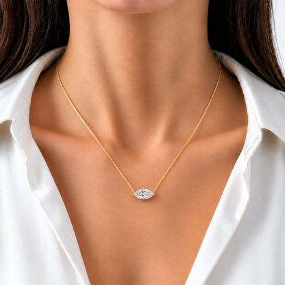 Lab-Grown Diamond Marquise Solitaire Pendant Necklace in 14K White Gold or 14K Yellow Gold