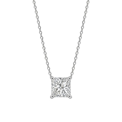 Lab-Grown Diamond Princess Solitaire Pendant Necklace in 14K White Gold or 14K Yellow Gold
