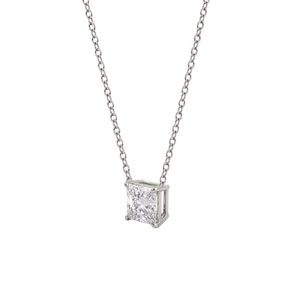 Lab-Grown Diamond Princess Solitaire Pendant Necklace in 14K White Gold or 14K Yellow Gold