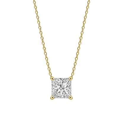 Lab-Grown Diamond Princess Solitaire Pendant Necklace in 14K White Gold or 14K Yellow Gold
