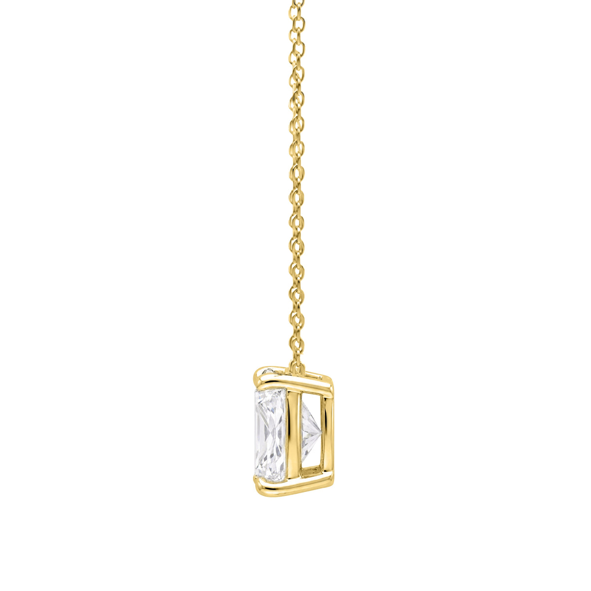 Lab-Grown Diamond Princess Solitaire Pendant Necklace in 14K White Gold or 14K Yellow Gold