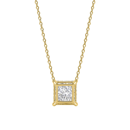 Lab-Grown Diamond Princess Solitaire Pendant Necklace in 14K White Gold or 14K Yellow Gold