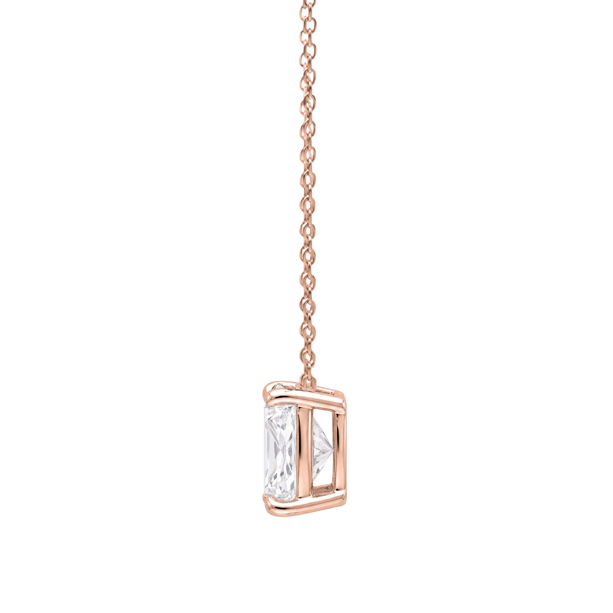 Lab-Grown Diamond Princess Solitaire Pendant Necklace in 14K White Gold or 14K Yellow Gold