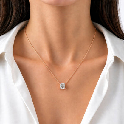 Lab-Grown Diamond Princess Solitaire Pendant Necklace in 14K White Gold or 14K Yellow Gold