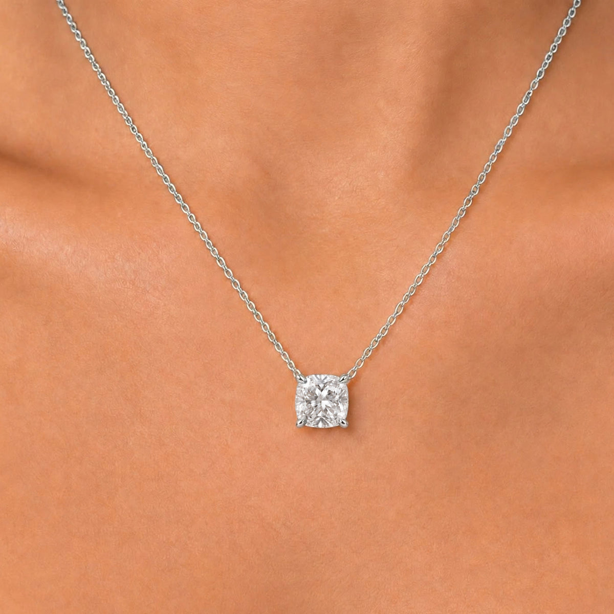 Lab-Grown Diamond Solitaire Pendant Necklace in 14K White Gold or 14K Yellow Gold