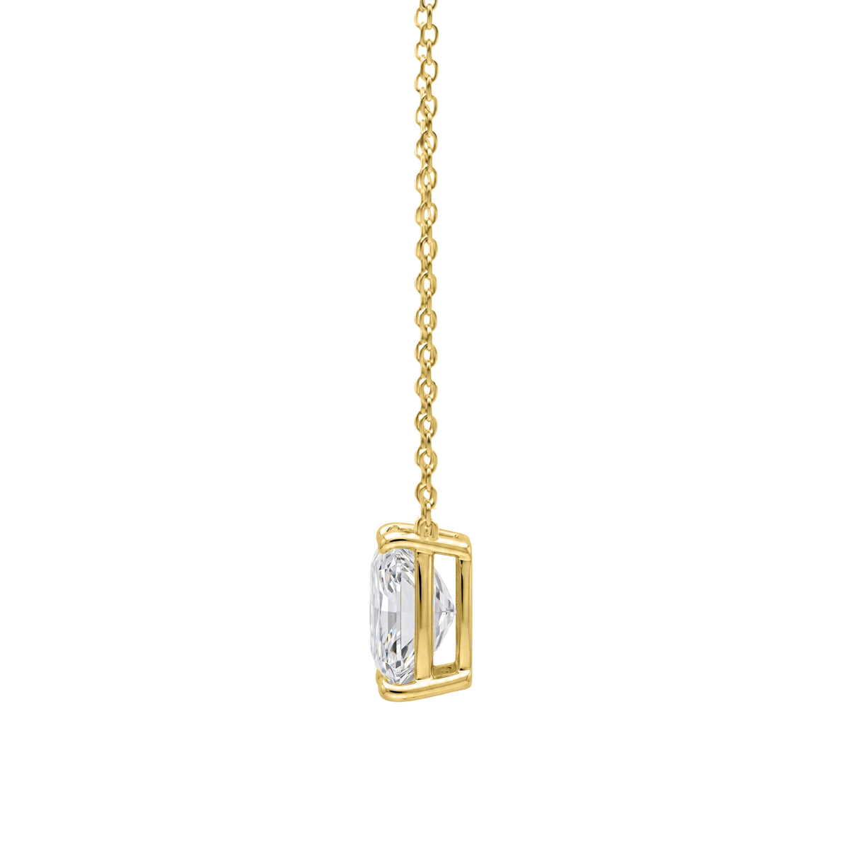 Lab-Grown Diamond Cushion Solitaire Pendant Necklace in 14K White Gold or 14K Yellow Gold
