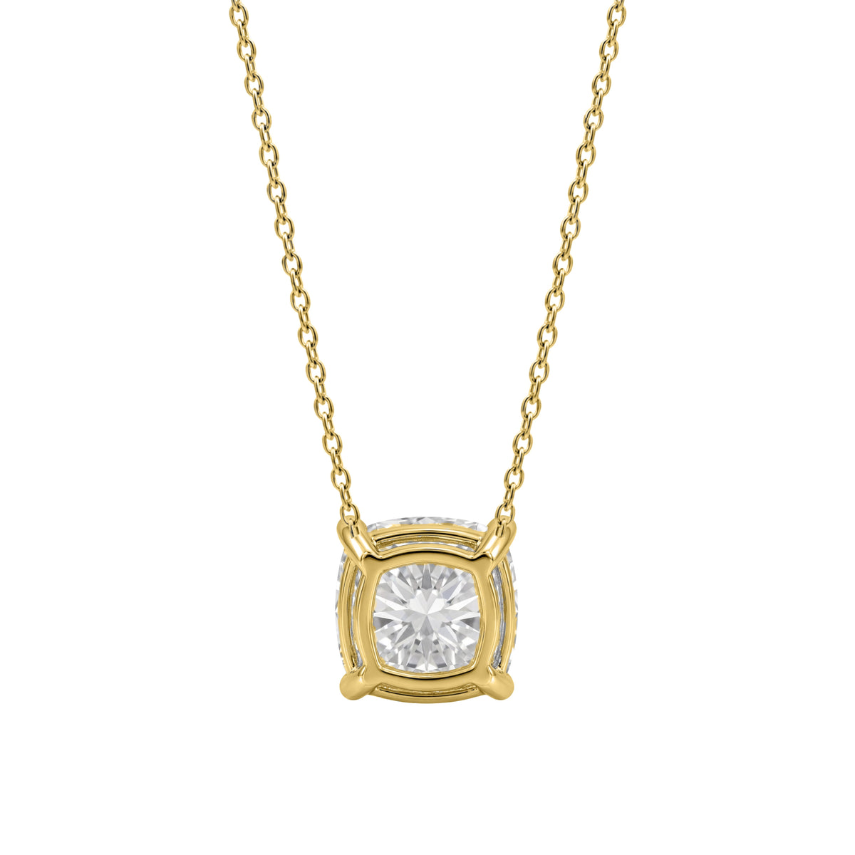 Lab-Grown Diamond Cushion Solitaire Pendant Necklace in 14K White Gold or 14K Yellow Gold