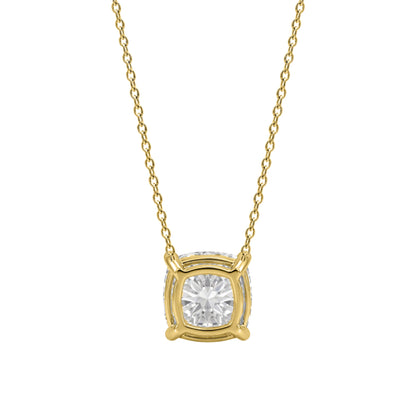 Lab-Grown Diamond Cushion Solitaire Pendant Necklace in 14K White Gold or 14K Yellow Gold
