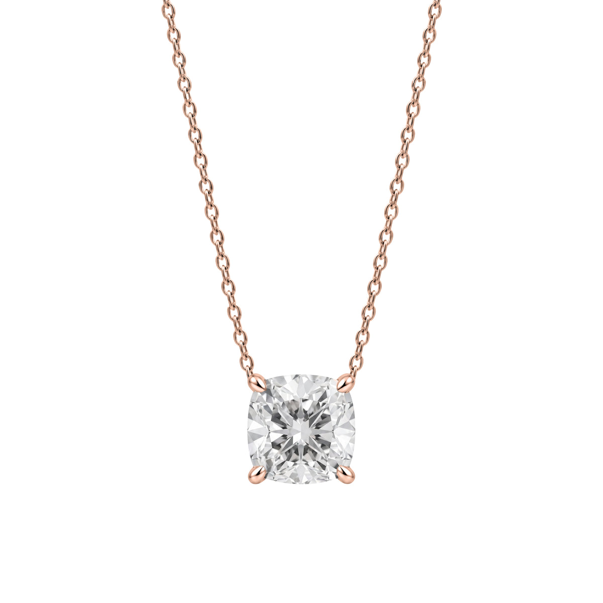 Lab-Grown Diamond Cushion Solitaire Pendant Necklace in 14K White Gold or 14K Yellow Gold