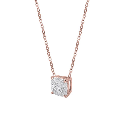 Lab-Grown Diamond Cushion Solitaire Pendant Necklace in 14K White Gold or 14K Yellow Gold