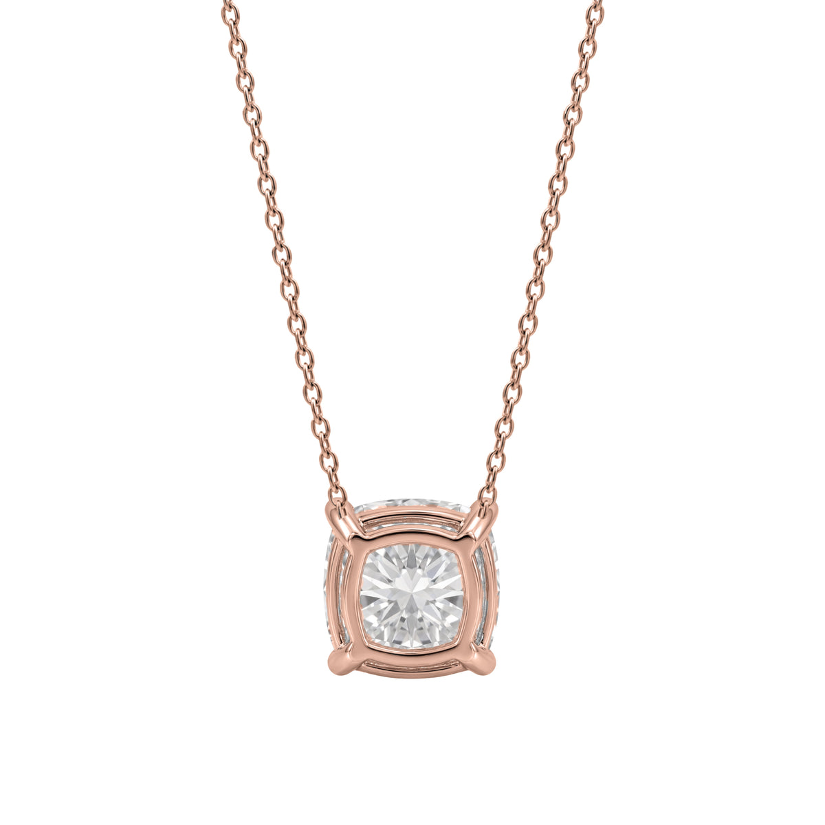 Lab-Grown Diamond Cushion Solitaire Pendant Necklace in 14K White Gold or 14K Yellow Gold