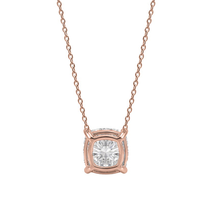 Lab-Grown Diamond Cushion Solitaire Pendant Necklace in 14K White Gold or 14K Yellow Gold