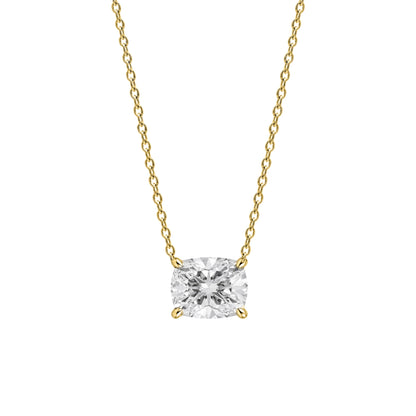 Lab-Grown Diamond Long Cushion Solitaire Pendant Necklace in 14K White Gold or 14K Yellow Gold