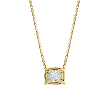 Lab-Grown Diamond Long Cushion Solitaire Pendant Necklace in 14K White Gold or 14K Yellow Gold