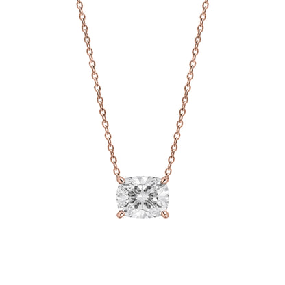 Lab-Grown Diamond Long Cushion Solitaire Pendant Necklace in 14K White Gold or 14K Yellow Gold