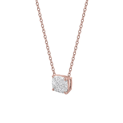 Lab-Grown Diamond Long Cushion Solitaire Pendant Necklace in 14K White Gold or 14K Yellow Gold
