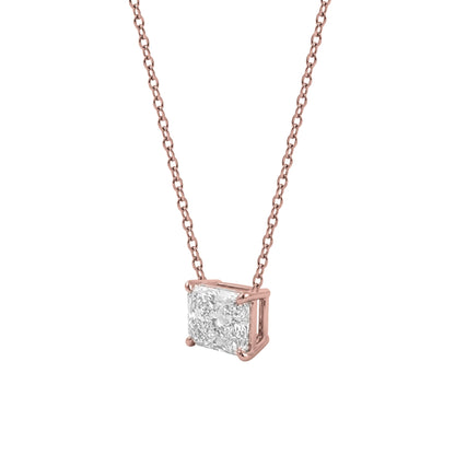 Lab-Grown Diamond Radiant Solitaire Pendant Necklace in 14K White Gold or 14K Yellow Gold