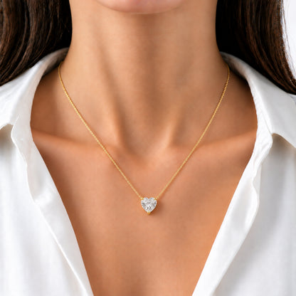 Lab-Grown Diamond Heart Solitaire Pendant Necklace in 14K White Gold or 14K Yellow Gold