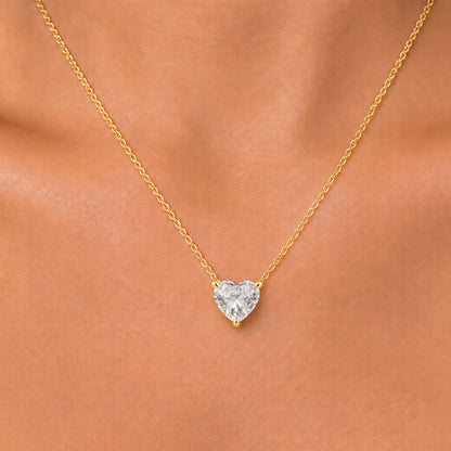 Lab-Grown Diamond Heart Solitaire Pendant Necklace in 14K White Gold or 14K Yellow Gold