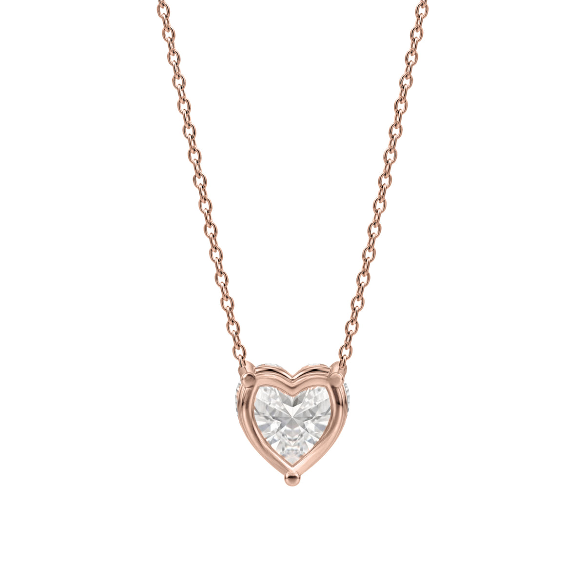 Lab-Grown Diamond Heart Solitaire Pendant Necklace in 14K White Gold or 14K Yellow Gold