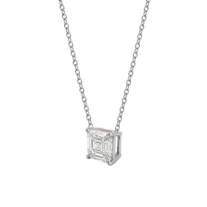 Lab-Grown Diamond Asscher Solitaire Pendant Necklace in 14K White Gold or 14K Yellow Gold
