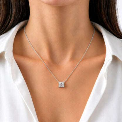 Lab-Grown Diamond Asscher Solitaire Pendant Necklace in 14K White Gold or 14K Yellow Gold
