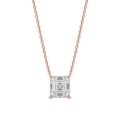 Lab-Grown Diamond Asscher Solitaire Pendant Necklace in 14K White Gold or 14K Yellow Gold