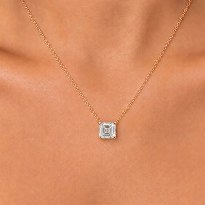 Lab-Grown Diamond Asscher Solitaire Pendant Necklace in 14K White Gold or 14K Yellow Gold