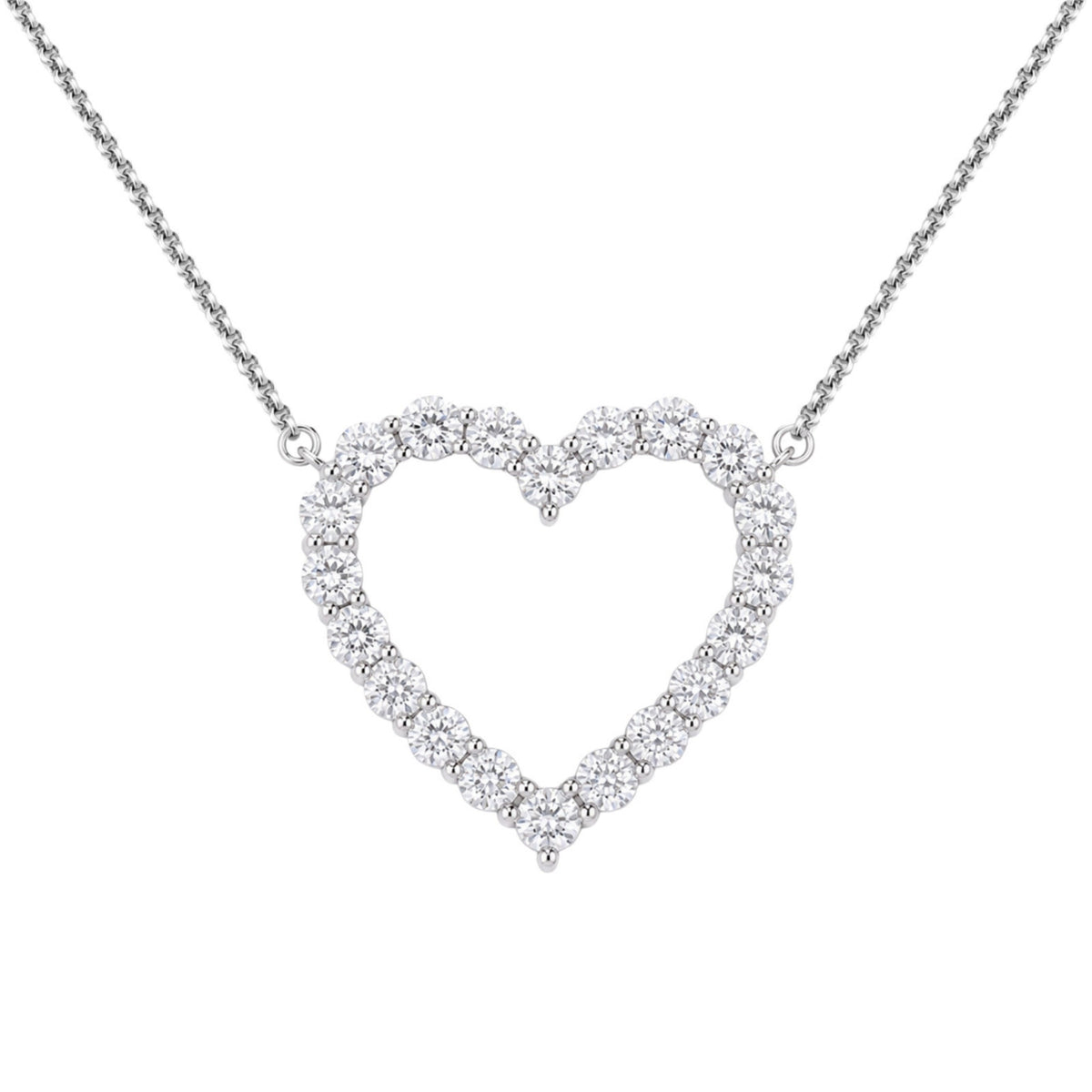 3 ct. T.W. Lab-Grown Diamond Round Heart Pendant Necklace in Sterling Silver or 14K Gold over Silver