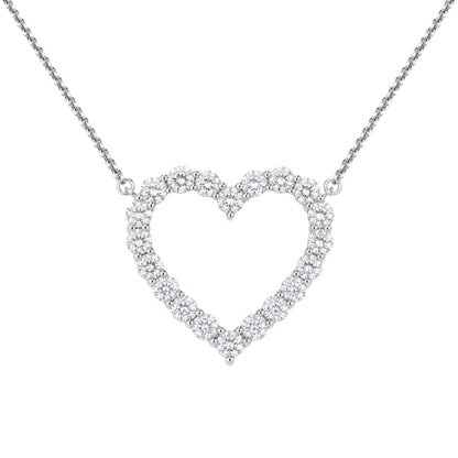 3 ct. T.W. Lab-Grown Diamond Round Heart Pendant Necklace in Sterling Silver or 14K Gold over Silver