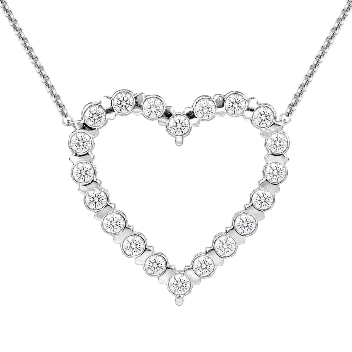 3 ct. T.W. Lab-Grown Diamond Round Heart Pendant Necklace in Sterling Silver or 14K Gold over Silver
