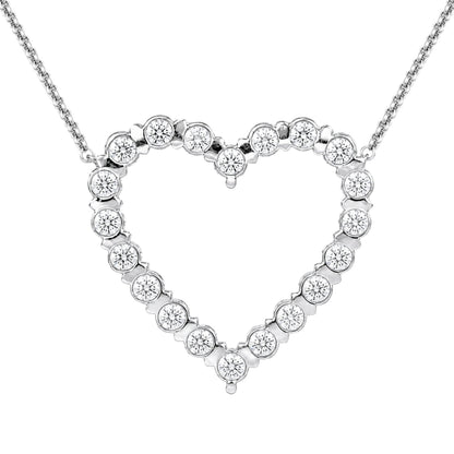 3 ct. T.W. Lab-Grown Diamond Round Heart Pendant Necklace in Sterling Silver or 14K Gold over Silver
