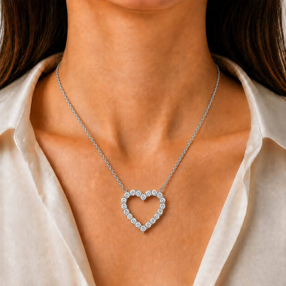 3 ct. T.W. Lab-Grown Diamond Round Heart Pendant Necklace in Sterling Silver or 14K Gold over Silver