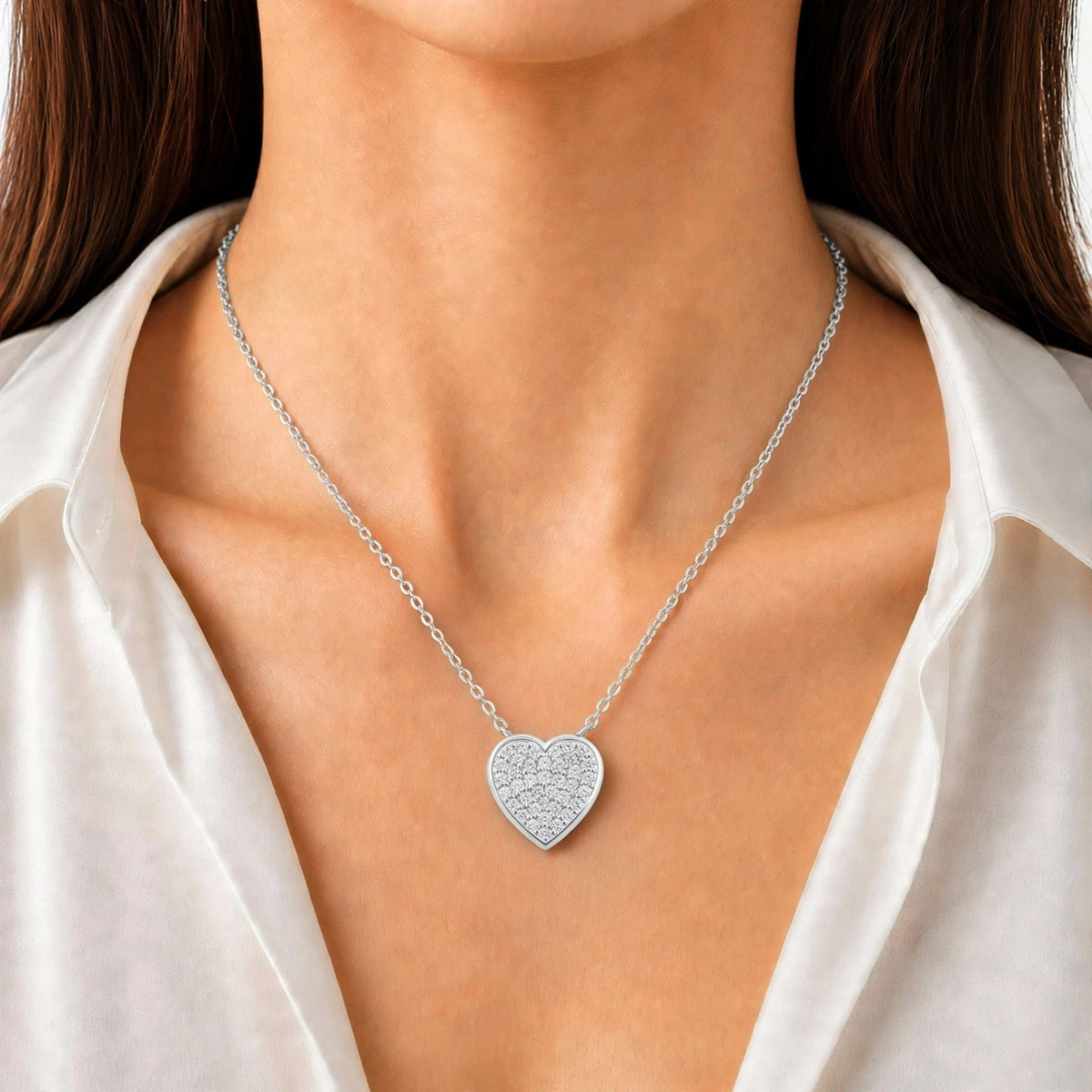 1 ct. T.W. Lab-Grown Diamond Round Heart Pendant Necklace in Sterling Silver or 14K Gold over Silver