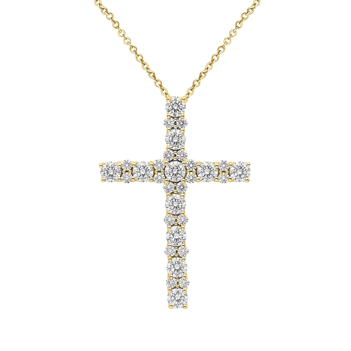 2 ct. T.W. Lab-Grown Diamond Round Cross Pendant Necklace in Sterling Silver or 14K Gold over Silver