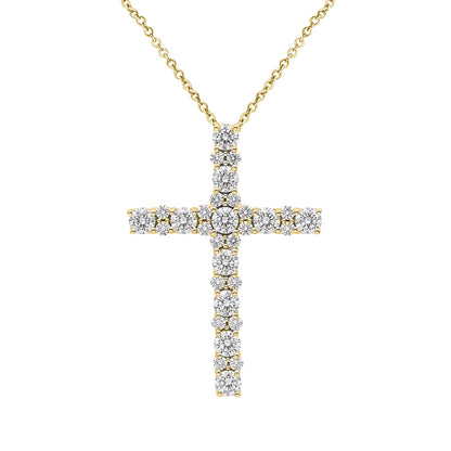 2 ct. T.W. Lab-Grown Diamond Round Cross Pendant Necklace in Sterling Silver or 14K Gold over Silver