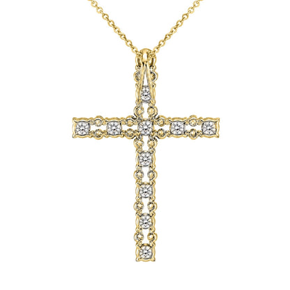 2 ct. T.W. Lab-Grown Diamond Round Cross Pendant Necklace in Sterling Silver or 14K Gold over Silver