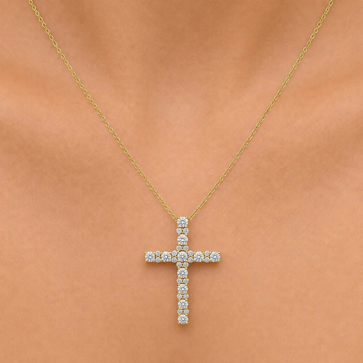 2 ct. T.W. Lab-Grown Diamond Round Cross Pendant Necklace in Sterling Silver or 14K Gold over Silver