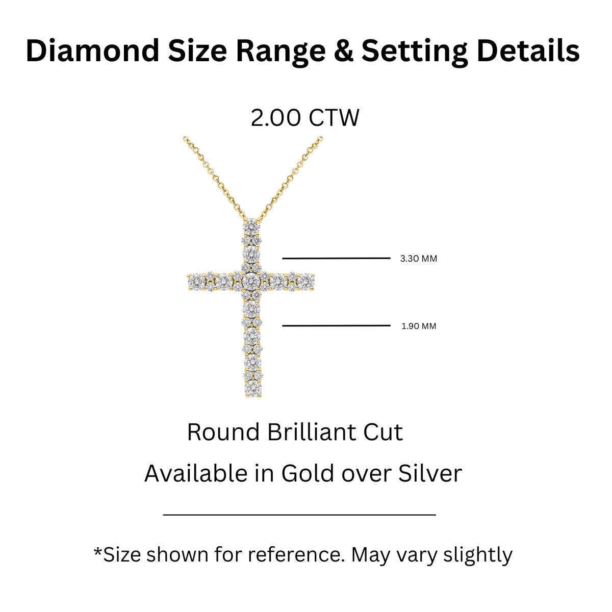 2 ct. T.W. Lab-Grown Diamond Round Cross Pendant Necklace in Sterling Silver or 14K Gold over Silver