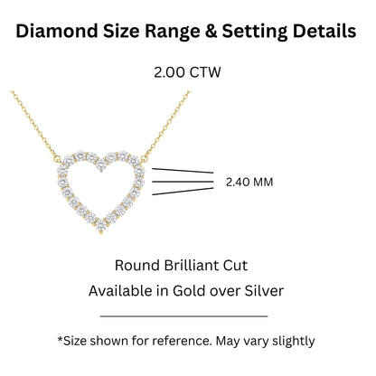 2 ct. T.W. Lab-Grown Diamond Round Heart Pendant Necklace in Sterling Silver or 14K Gold over Silver