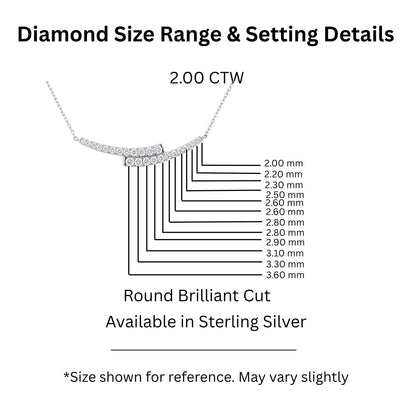 2 ct. T.W. Lab-Grown Diamond Round Smile Necklace in Sterling Silver or 14K Gold over Silver